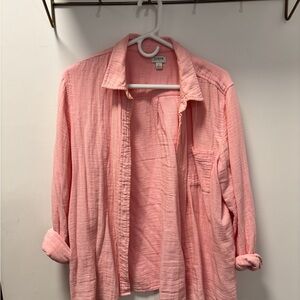 J. Crew Coral Button-Up Blouse
